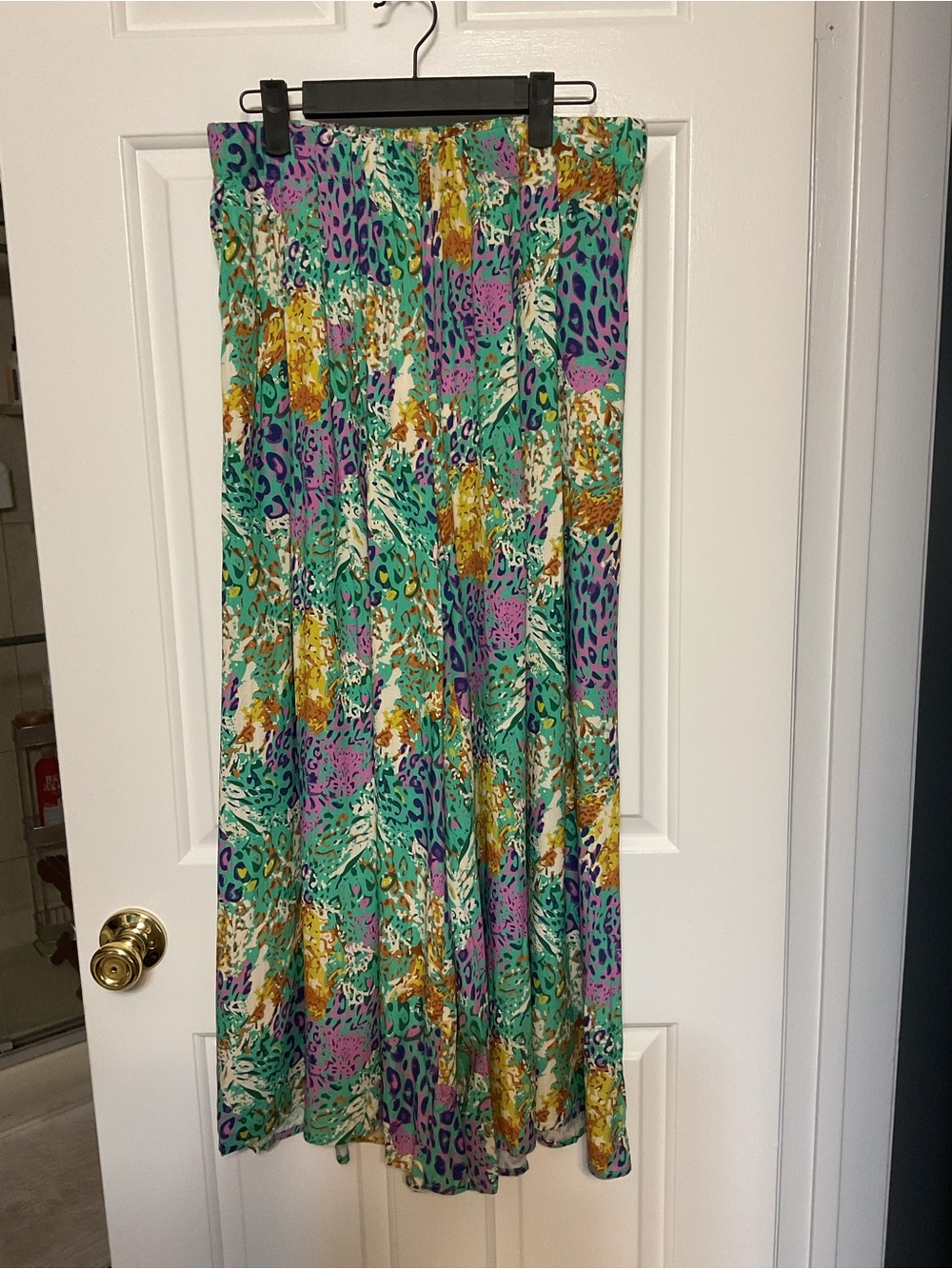 Umgee Wide Leg Palazzo Pants- Teal Multi Floral & Animal Print